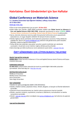 Özet Gönderimleri için Son Haftalar Global Conference on Materials