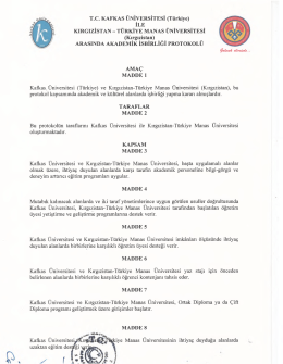 Akademik İşbirliği Protokolü - Kırgızistan Türkiye Manas Üniversitesi