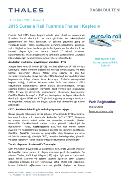 2015 Eurasia Rail Fuarında Thales`i Keşfedin
