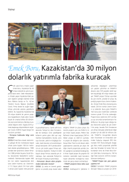 Emek Boru,Kazakistan`da 30 milyon dolarlık yatırımla fabrika kuracak