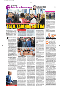 Üniversitemiz Tam Sayfa Türkiye Gazetesinde