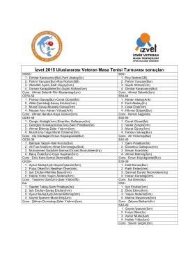 İzvet 2015 Uluslararası Veteran Masa Tenisi Turnuvası sonuçları