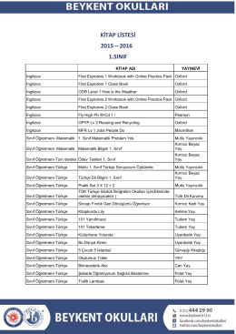 kitap listesi 2015 – 2016 1.sınıf