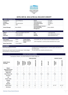 HOTEL INFO & 2015 ULTRA ALL INCLUSIVE CONCEPT