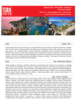 Monte Carlo – Portofino – Sardunya Seyahati