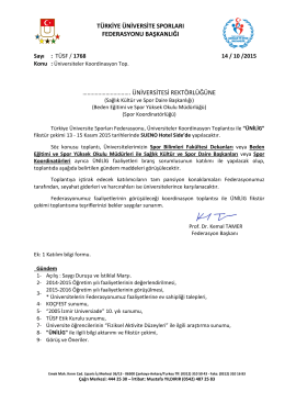 Sayı : TÜSF- - Türkiye Üniversite Sporları Federasyonu