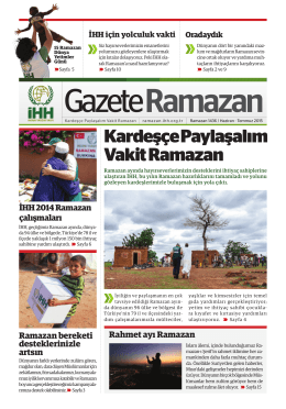 Gazete Ramazan 2015 - İHH İnsani Yardım Vakfı