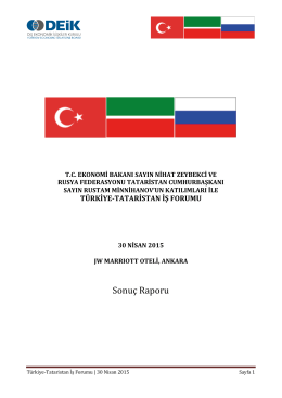 Tataristan İş Gezisi Sonuç Raporu