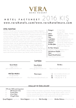 mare factsheet türkçe - Vera Hotels & Resorts