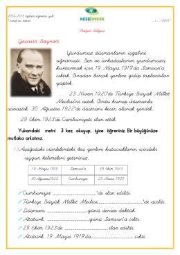 ( ) Atatürk, 19 Mayıs 1919
