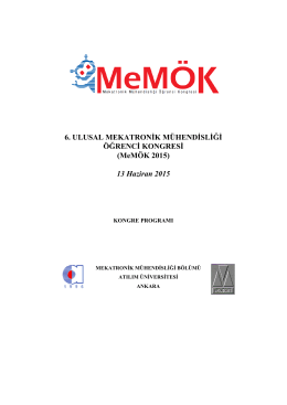 MeMÖK2015 Kongre Programı - 6. Ulusal Mekatronik Mühendisliği