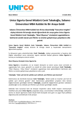 Unico Sigorta Genel Müdürü Cenk Tabakoğlu, Sabancı Üniversitesi