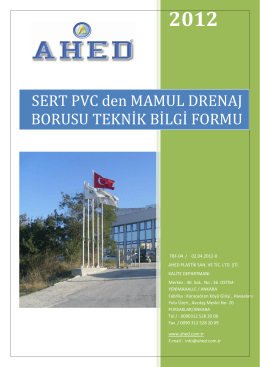 drenaj borusu teknik bilgi formu - AHED Plastik Sanayi ve Ticaret Ltd