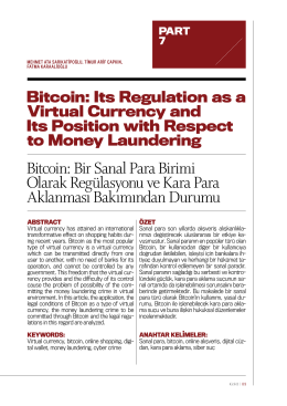 Bitcoin: Bir Sanal Para Birimi Olarak Regülasyonu ve Kara Para
