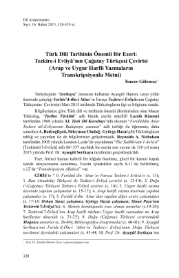 Türk Dili Tarihinin Önemli Bir Eseri: Tezkire-i Evliyâ`nın