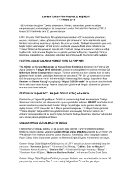 20th LTFF Press Release - TR - London Turkish Film Festival