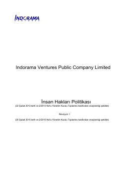 Indorama Ventures Public Company Limited İnsan Hakları Politikası