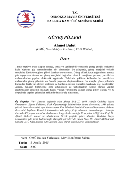 GÜNEŞ PİLLERİ Ahmet Bulut - Ondokuz Mayıs Üniversitesi