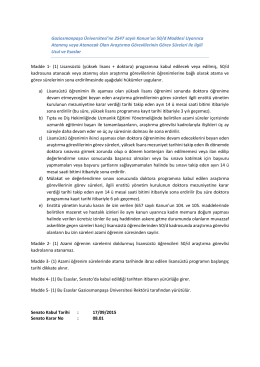 Gaziosmanpaşa Üniversitesi`ne 2547 sayılı Kanun`un 50/d Maddesi
