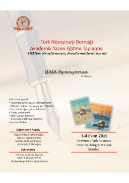 Türk Nöroşirurji Derneği Akademik Yazım Eğitimi Toplantısı