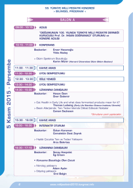 5 Kasım 2015 - Perşemb e - 59. türkiye milli pediatri kongresi
