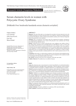 Serum chemerin levels in women with Polycystic Ovary Syndrome