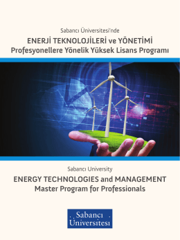 ENERJİ TEKNOLOJİLERİ ve YÖNETİMİ Profesyonellere Yönelik