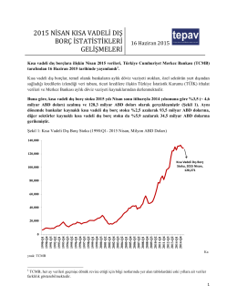 2015 Nisan TEPAV Kısa Vadeli Dış Borç İstatistikleri Bülteni ve