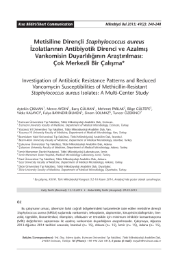 Metisiline Dirençli Staphylococcus aureus İzolatlarının Antibiyotik