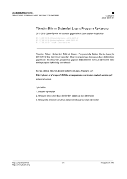 Yönetim Bilişim Sistemleri Lisans Programı Revizyonu