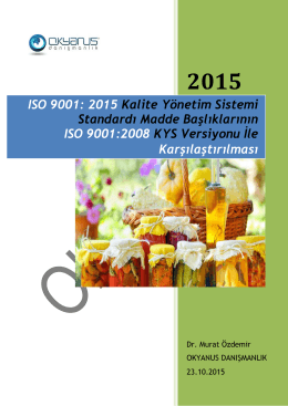 ISO 9001:2015 Kalite yönetim sistemi standardı madde başlıklarının