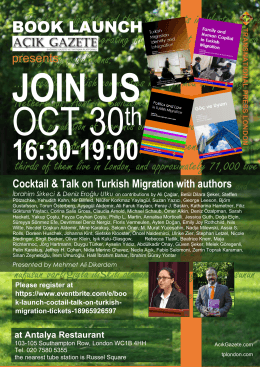 Book launch: Coctail & informed talk on Turkish Migration with authors