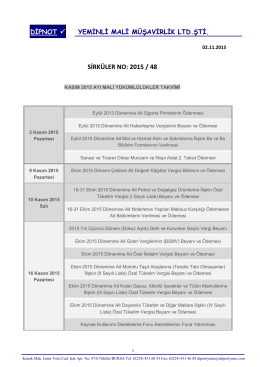 sırk 2015-48 kasım 2015 mali yükümlülük takvimi hk.