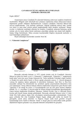 Çanakkale İli Sularında Bulunmuş Bazı Amphora
