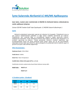 İçme Sularında Akrilamid LC/MS/MS Aplikasyonu pdf indir