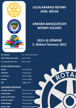 Temmuz 2015 Bülten No:2 - ankara bahçelievler rotary kulübü