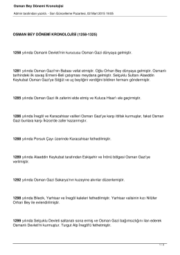 Osman Bey Dönemi Kronolojisi