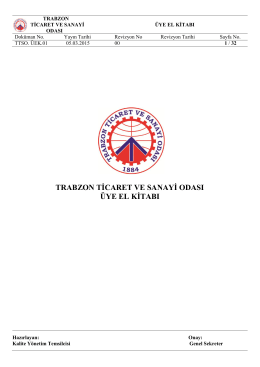 TTSO Üye El Kitabı - Trabzon Ticaret ve Sanayi Odası