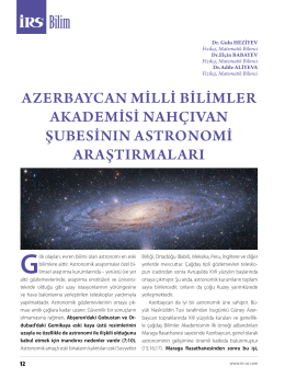 AzerbAycAn mİllİ bİlİmler AkAdemİsİ nAhçıvAn şubesİnın Astronomİ