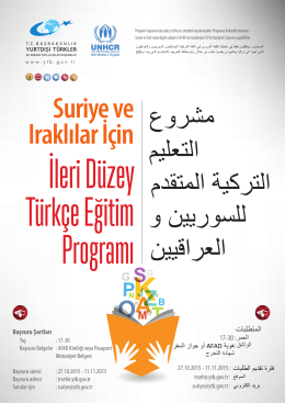 Suriye ve Iraklılar İçin İleri Düzey Türkçe Eğitim Programı