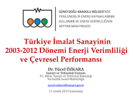 Türkiye İmalat Sanayinin 2003-2012 Dönemi Enerji