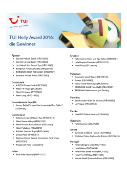 TUI Holly Award 2016: die Gewinner