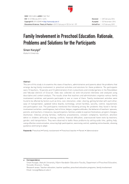 Family Involvement in Preschool Education: Rationale, Problems