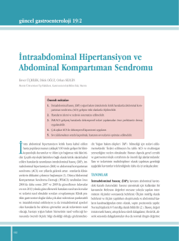 İntraabdominal Hipertansiyon ve Abdominal Kompartıman Sendromu
