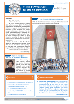 e-Bülten - Türk Fizyolojik Bilimler Derneği