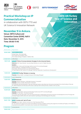 Practical Workshop on IP Commercialization November 9 in Ankara