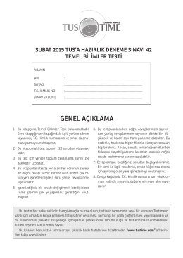 2015 ŞUBAT TUS 42. DENEME SINAVI TEMEL BİLİMLER