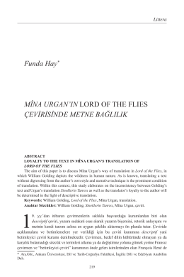 Funda Hay Mina Urgan`ın Lord of the Flies Çevirisinde Bağlılık