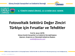 Fotovoltaik Sektörü Değer Zinciri Türkiye için Fırsatlar ve