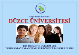 “Değer Üreten Üniversite” - Düzce Üniversitesi Öğrenci İşleri Daire
